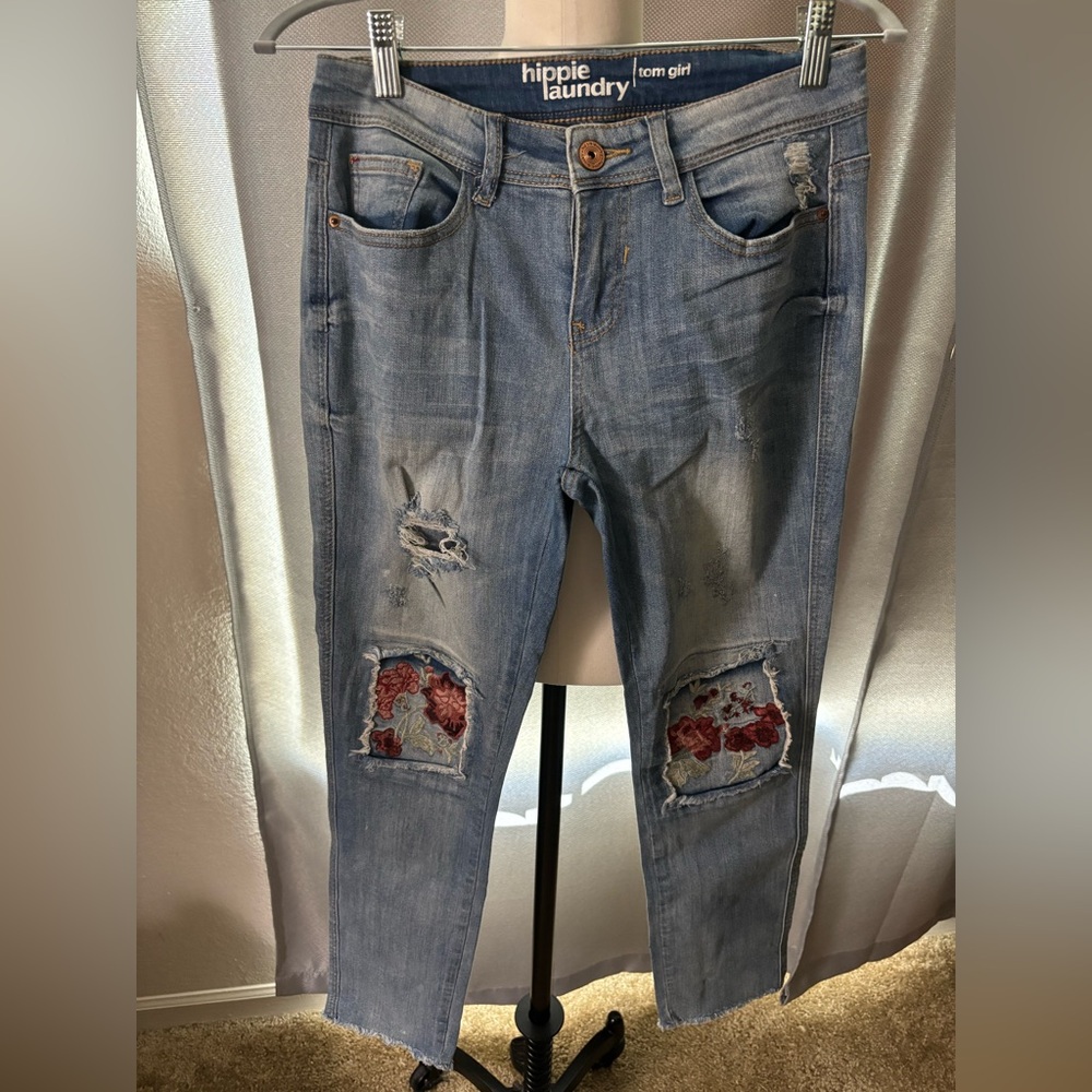 “Tom Girl” Hippie Laundry Jeans with Patch Accents